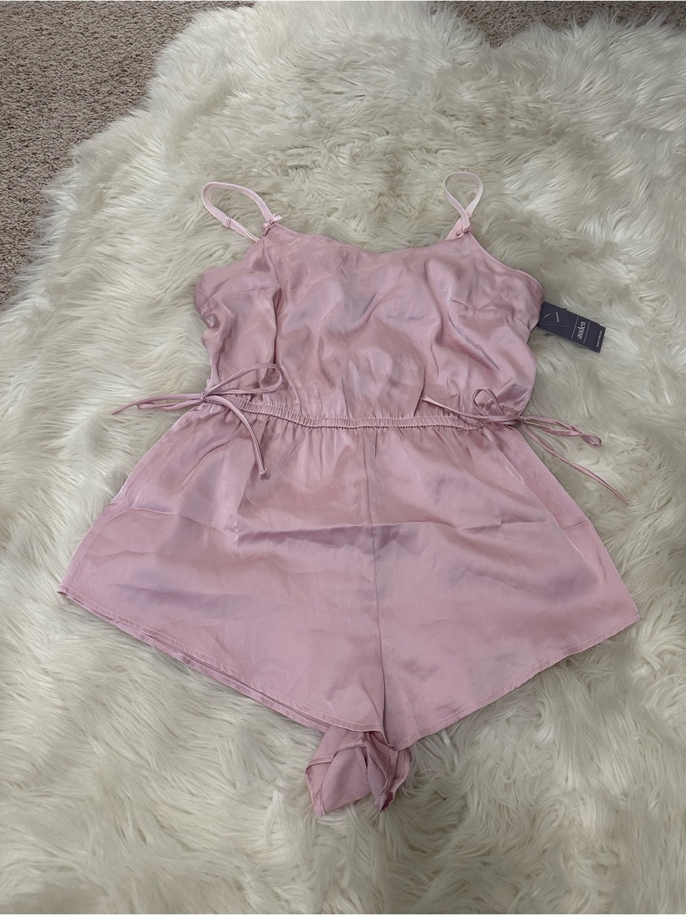 Auden Blush Pink Satin Cami Romper